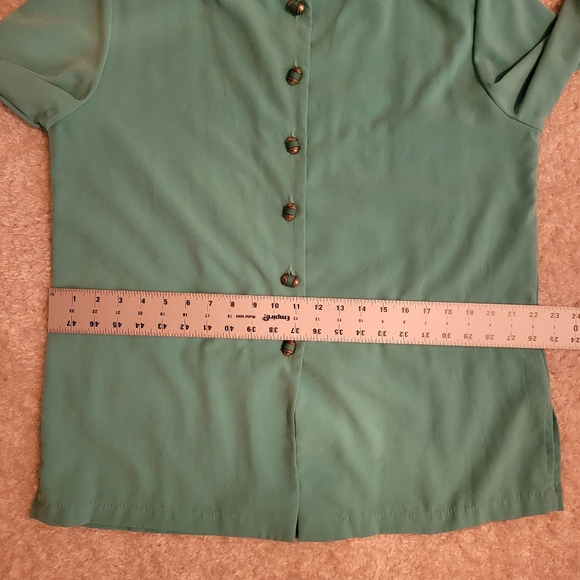 Ruth Norman lightweight turquoise blazer with gold buttons size medium - Picture 9 of 11